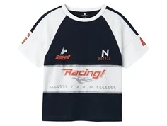 Mørkeblå og hvid T-shirt med motorsportprint fra Name It 13242640 navy blazer